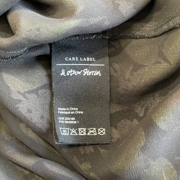 & Other Stories Smocked Floral Dress Womens Size 4 Long Sleeve Mini Square Neck - Picture 12 of 14